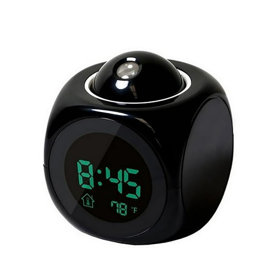 Supvox LED Projection Alarm Clock Black with Temperature Display and Multiple Alarm Sounds