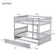 thumbnail image 5 of Bellemave Full Over Full Solid Rubber Wood Bunk Bed with Trundle and Ladder Convertible into 2 Full Size Beds with Headboard and Footboard 2 Full Bunk Bed with Twin Trundle, Light Gray, 5 of 11