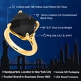 thumbnail image 2 of Gem Stone King 18K Yellow Gold Plated Silver Black Onyx and White Created Sapphire Engagement Ring for Women (8.27 Cttw, 14MM Cushion Checkerboard, Size 8), 2 of 5