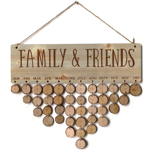 Tablero de la cuenta regresiva de madera Plata de calendario natural elegante ambiente cálido decoración de la pared artesanías para la boda regalos de fiesta de la boda JM01092 tholdsy HA011602-06
