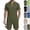 13# Army Green, variant on Mens Summer Sets Waffle Knit 2 Piece Quarter Zip Polo Collar Top and Stitched Drawstring Shorts Travel Lounge Outfits Army Green M
