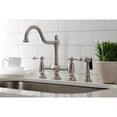 thumbnail image 3 of Kingston Brass KS3798BLBS Restoration Bridge Kitchen Faucet with Brass Side Sprayer, Brushed Nickel, 3 of 8