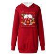 thumbnail image 1 of WEAIXIMIUNG Sweatshirts pour Femmes Décontracté Col Rond Poche Imprimé Verre de Noël Hoodie, 1 of 3