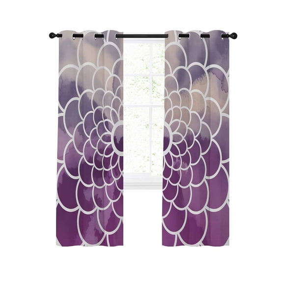 Purple Gradient Blackout Curtains for Bedroom Living Room, Flowers Texture Abstract Art Watercolors 72 In Long Thermal Insulated Room Darkening Drapes Grommet Window Treatments, 52 x 72 In