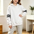 thumbnail image 5 of Vmberlty Hoodies for Girls 2-14 Years Old, Striped Sleeve Pullover Hoodie with Kangaroo Pocket, Loose Drop Shoulder Kids Casual Sport Sweatshirts, 5 of 6