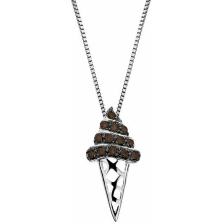 1/8 ct Brown Diamond Ice Cream Cone Pendant Necklace in Sterling Silver