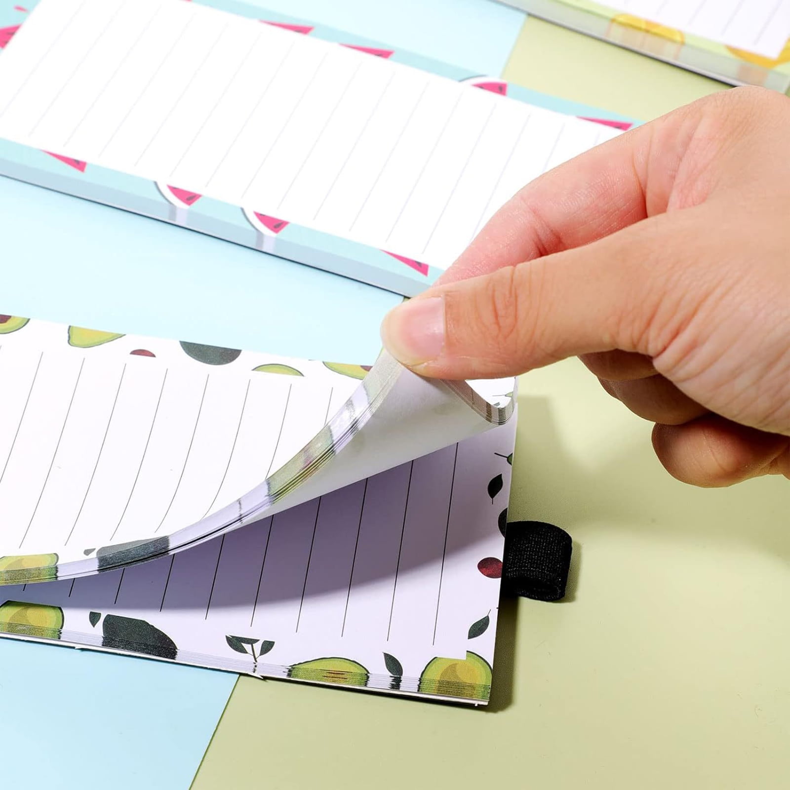 Magnet Notepads, 3x8Inch Fridge Magnet Shopping List Note Pad with Elastic Pen Holder, Fridge Grocery List Notepads