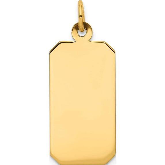 14K Yellow Gold Plain .013 Gauge Engravable Rectangular Disc Charm (28 X 11) Made In United States xm293/13