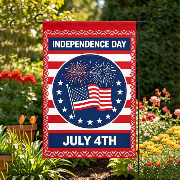 Bandera de Jardín Patriótica de Doble Cara para El Día de La Independencia, Decoración Exterior para El 4 de Julio – Tela Resistente a La Decoloración y a La Intemperie