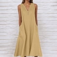 thumbnail image 2 of OSOLU Solid Color Summer Dresses For Women Casual Sleeveless Linen Flowy Beach Vacation Dress With Pockets Cozy Sundress Wedding Guest Dress, 2 of 5