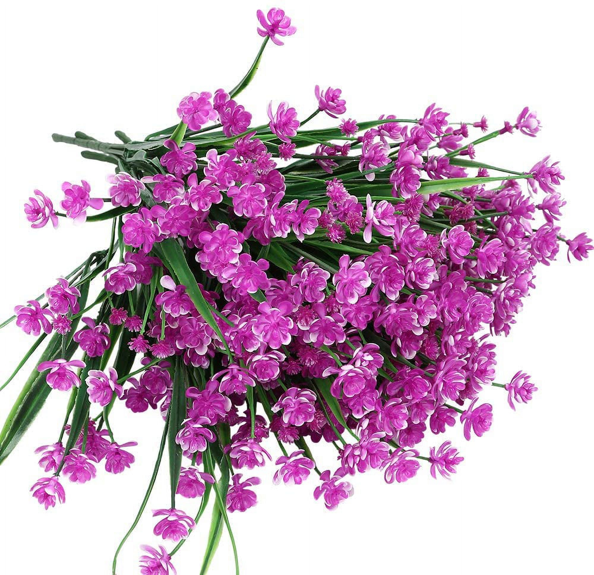 Artificial Flowers, Fake Outdoor UV Resistant Greenery Faux Plants Shrubs for Indoor Outside Hanging Planter Home Office Wedding Farmhouse Decor (Fuchsia)