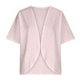 thumbnail image 4 of Htigea Women's Kimono Cardigan Eyelet 3/4 Sleeve Open Front Cardigans Lightweight Summer Beach Cover Ups Pink 2XL, 4 of 7