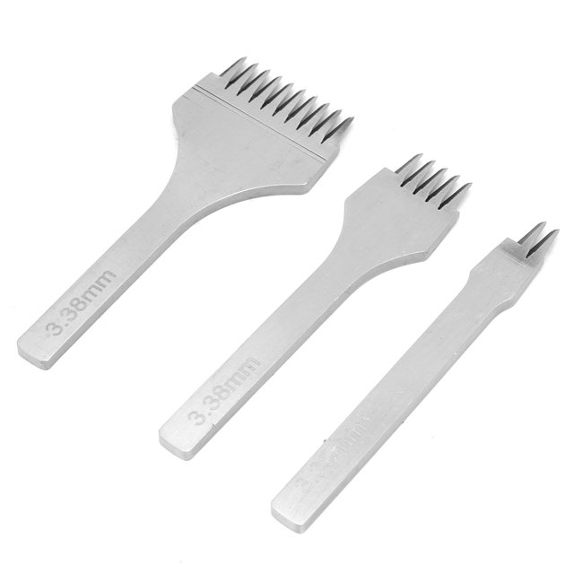 Steel Leather Slot Punch Set Punch Cutter Set, Leather Chisel, Punch Cutter Set Leather Craft Kits, 3Pcs For Belt Craft Leather Wallet