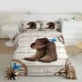 thumbnail image 2 of Homewish Rustic Western Cowboy Queen Comforter Set,Brown Boots Horseshoe Bedding Sets,Country Farmhouse Lodge Bedding Comforter Set For Bots Kids,Microfiber Bedroom Decor Reversible,3-Piece, 2 of 8