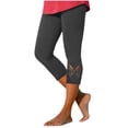 thumbnail image 2 of Minjewel Women's Casual Solid Color Butterfly Hollow Out Burned Cropped Pants,Yoga Base Capri Leggings for Workout,Dark Gray,M, 2 of 7