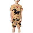 thumbnail image 5 of XZNPDUCQ Toddler Summer Pajamas Set For 2-3 Years Boy Boy Outfits 12-18 Months Boy Toddler Summer Outfit Short Sleeves T-Shirt Tops Joggers Casual Elastic Shorts Dailywear Set, 5 of 6
