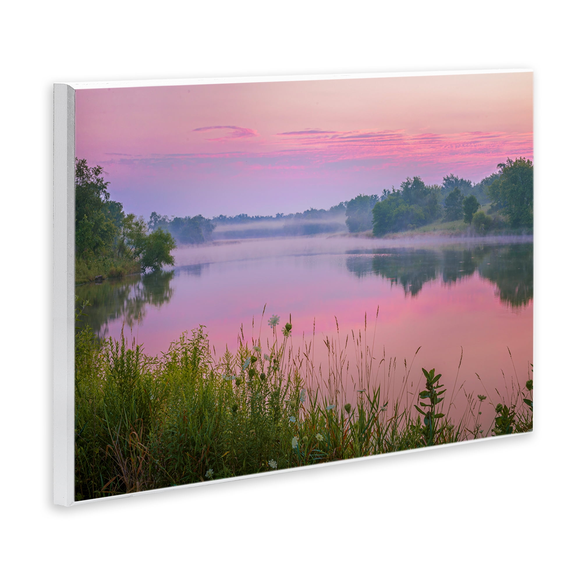 Stupell Industries Pink Dawn Sunrise Lake Landscape & Nature Photography Unframed Art Print Wall Art, 15 x 10