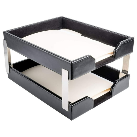 DyGTyX A1422 Double Letter Tray, 13.50 x 10.50 x 7.25, Black