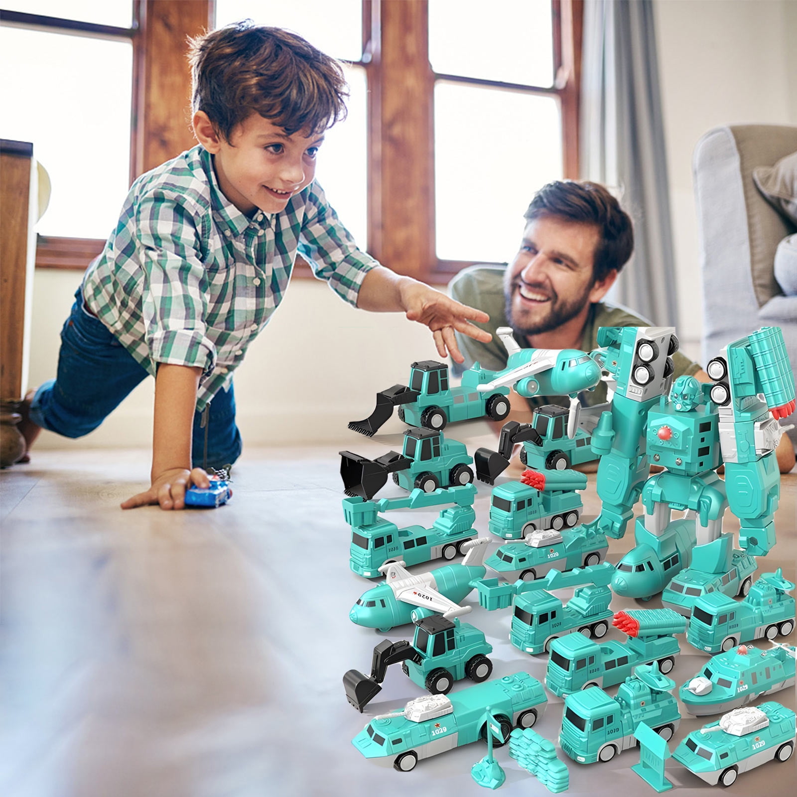 FHBVT 6-In-1 Magnetic Transform Engineering Car Toy Set STEM Educational ABS Safe Edge Assembled Robot For Boys Kids Imaginative Play Birthday Christmas New Year Transforming Robot Toy