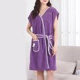 thumbnail image 4 of VERUGU Robes for Women Cotton Soft Long Bathrobe with Poket Cap Sleeve Quick-Drying Pajamas Cozy Solid Loungewear, 4 of 5