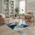 thumbnail image 2 of ODIKA 4'x6' Washable Area Rug Non-Slip, Chair-Friendly, Flatwoven Navy Grey Contemporary Ripple Flowing Wave Motifs Abstract Yellow for Home Office, Under Desk, 2 of 7