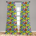 thumbnail image 5 of Ambesonne Colorful Curtains, Fun Characters Pattern, Pair of 28"x95", Multicolor, 5 of 5