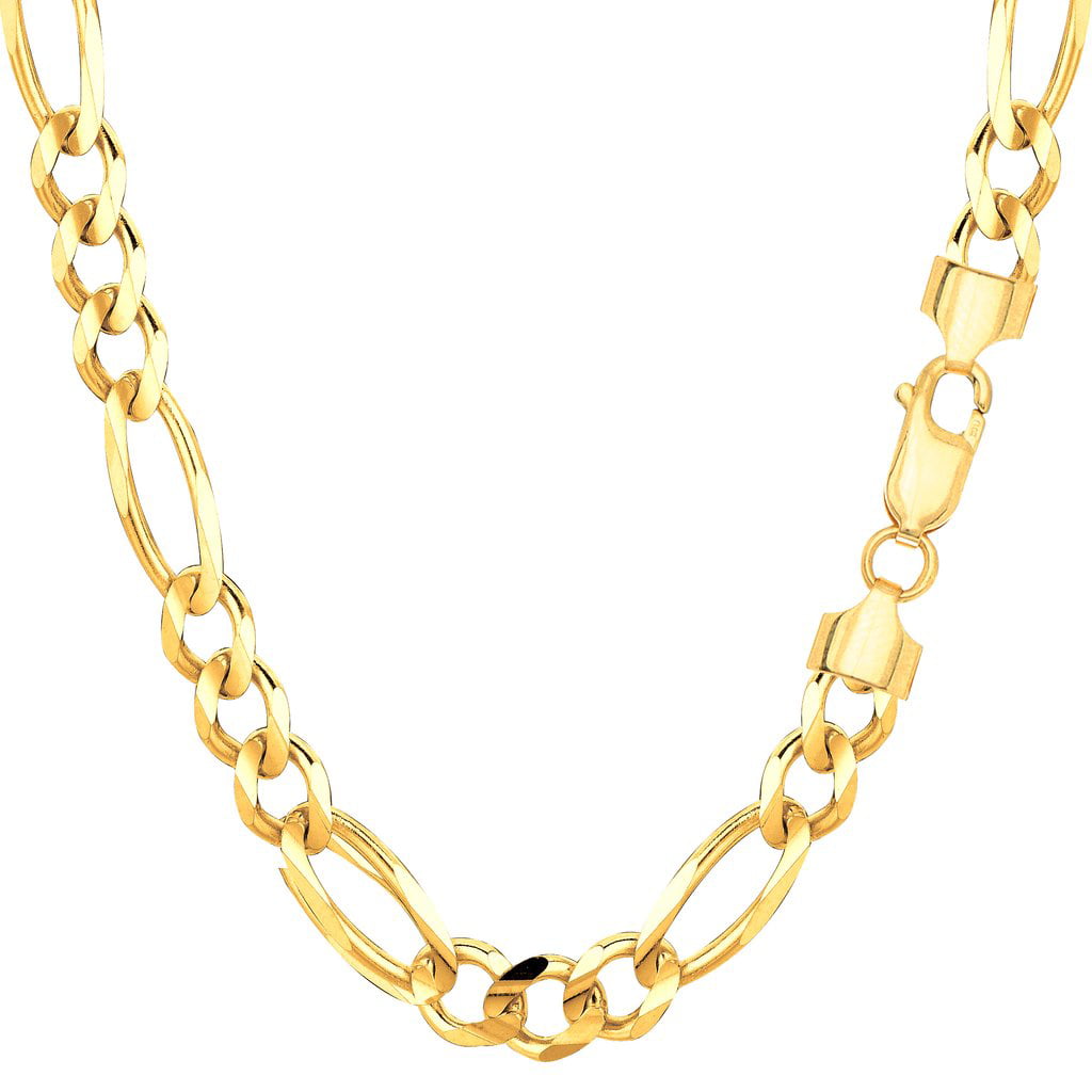 Italian Made Real 14k Yellow Gold Solid Figaro Chain Necklace 4MM 18" 18 inch 