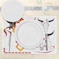 thumbnail image 3 of Ambesonne Tattoo Place Mats Set of 4, Bulls Head with Feather, Standard Size, Red Yellow and White, 3 of 6