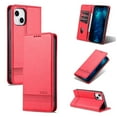 thumbnail image 1 of SaniMore for iPhone 14 6.1" PU Leather Case, Solid Color Magnetic Closure Flip Wallet Cover Built-in 3 Card Slots & Multi-Angle Kickstand Full Body Protective Shell, Red, 1 of 8