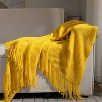 Neoyler Cozy Soft Acrylic Blanket for Sofa or Office Nap Breathable Throw Blanket with Relaxedable Fabric Suit Gift for Women and Home Decor 67.7x50in Yellow