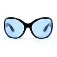thumbnail image 2 of Retro Oversize Round Wrap Around Minimal 90s Dragonfly Sunglasses Black - Blue, 2 of 4