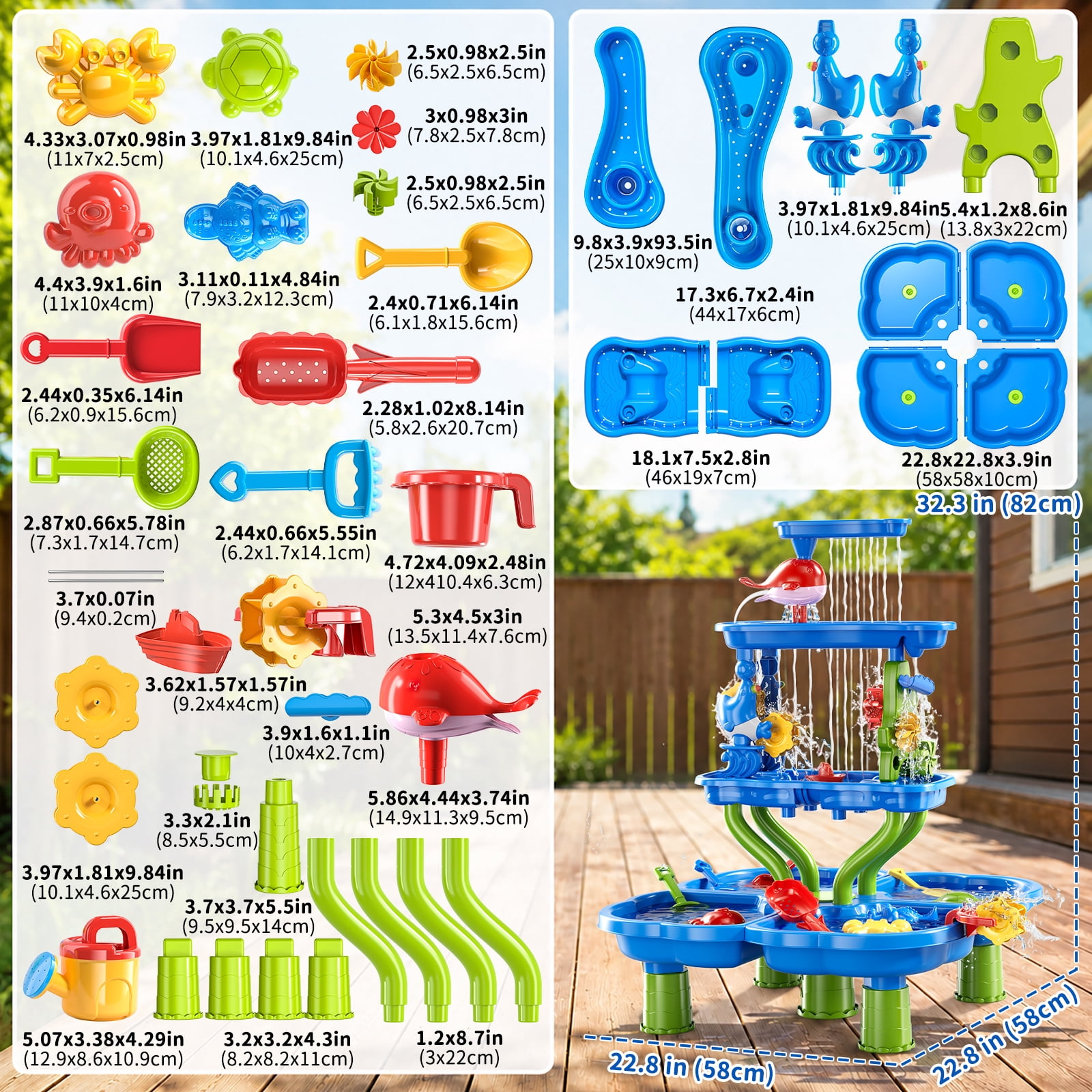 Dinosaur Planet Kids Sand Water Table 4-Tier Sand And Water Play Table Toys For Toddlers Kids, Activity Sensory Tables Outside Beach Toys Boys Girls Gift(Random  Color)