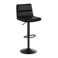 thumbnail image 2 of Merrick Lane Set of 2 Modern Faux Leather Upholstered Adjustable Height Bar Stools with Sturdy Iron Bases in Black, 2 of 12