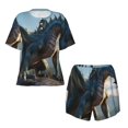 thumbnail image 2 of Yiaed Wild Blue Cool Dragon Print Short Sleeve Pajama Sets for Women Casual Crew Neck 2 Piece Lounge Sets Women's Short-Sleeved Pajama-Large, 2 of 5
