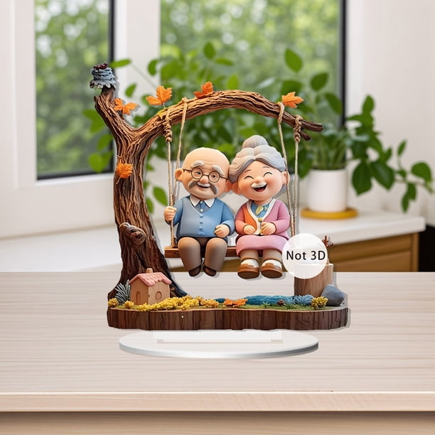 CaiYueKe Grandparents Porch Swing Figurine - Couple Statue