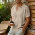 thumbnail image 5 of Dvprdro Mens Cotton Linen T Shirts V Neck Short Sleeve Solid Casual Beach Tops, 5 of 10