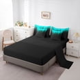 thumbnail image 3 of jejeloiu Abstract Geometric Striped 7pcs Bedding Comforter Set For Boys,Teal Black Ombre Queen Bedding Sets For Kids,Reversible, 3 of 7