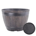 thumbnail image 1 of Flowerpot with Built-In Drainage System Rustic Style Garden Container Entryway Decorative Planter Barrel Flowers Herbs Vegetables Small Shrubs Balcony Flower Pot, 1 of 8