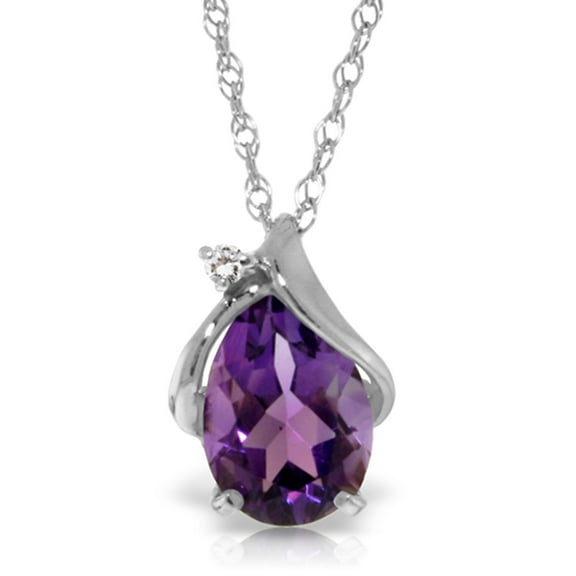 Galaxy Gold 14K White Gold Natural Diamonds and Amethyst Pendant Necklace - February Birthstone - Peace & Wisdom - 16" to 24" - Fine Jewelry for Women