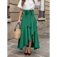 thumbnail image 3 of OYYN Women's A-Line Asymmetrical Ruffle Hem Tie Waist Maxi Skirt, 3 of 6