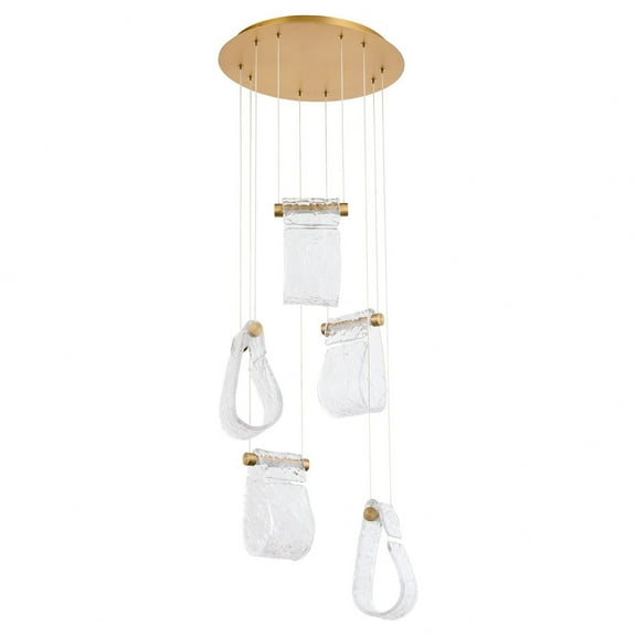 3-6102-40 Oxygen Lighting Veer - 28W 5 5CCT LED Pendant-9.75 Inch Tall and 20 Inch Wide-Aged Brass Finish
