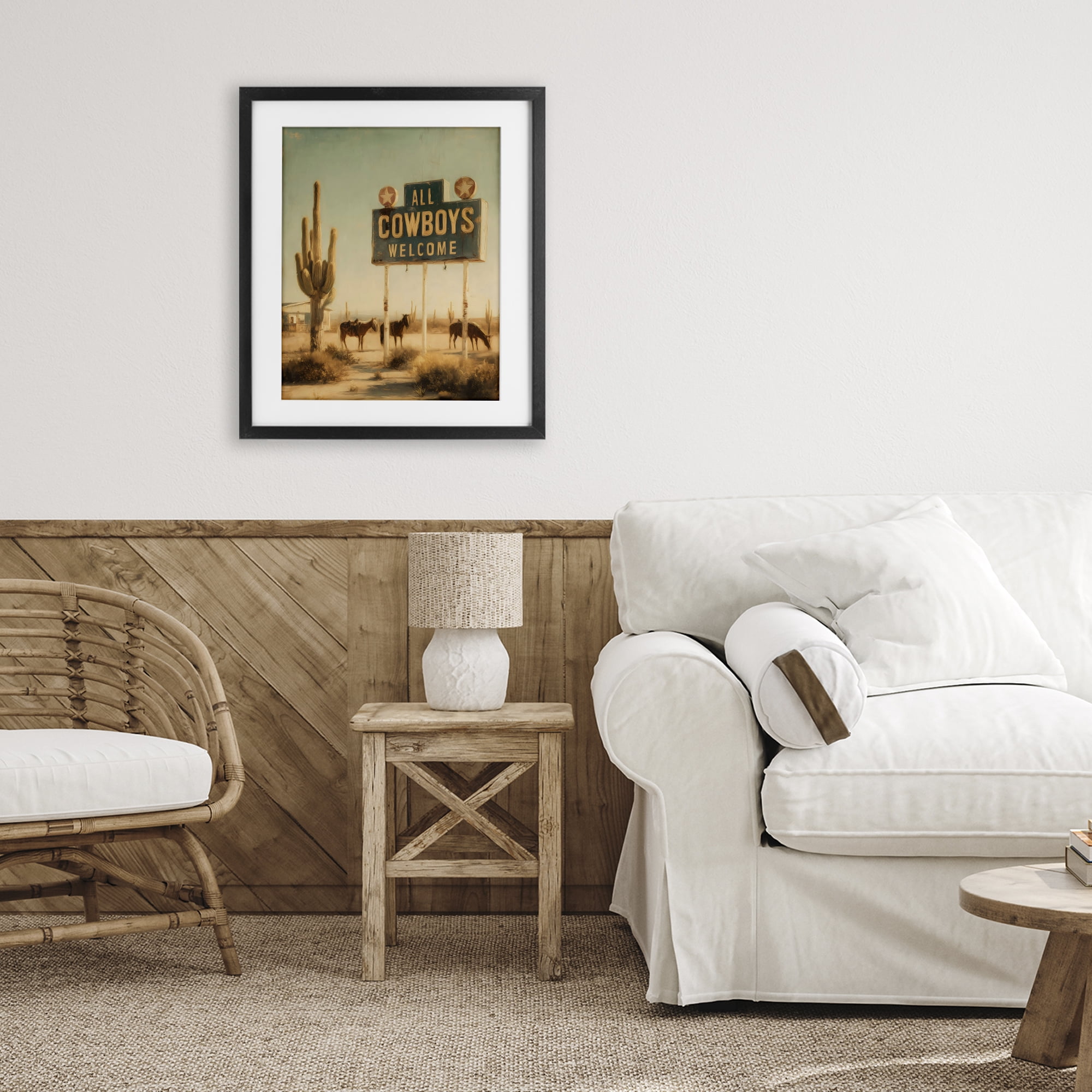 Stupell Industries All Cowboys Welcome Desert Black Framed Print Under Glass, design by Arlington Prints