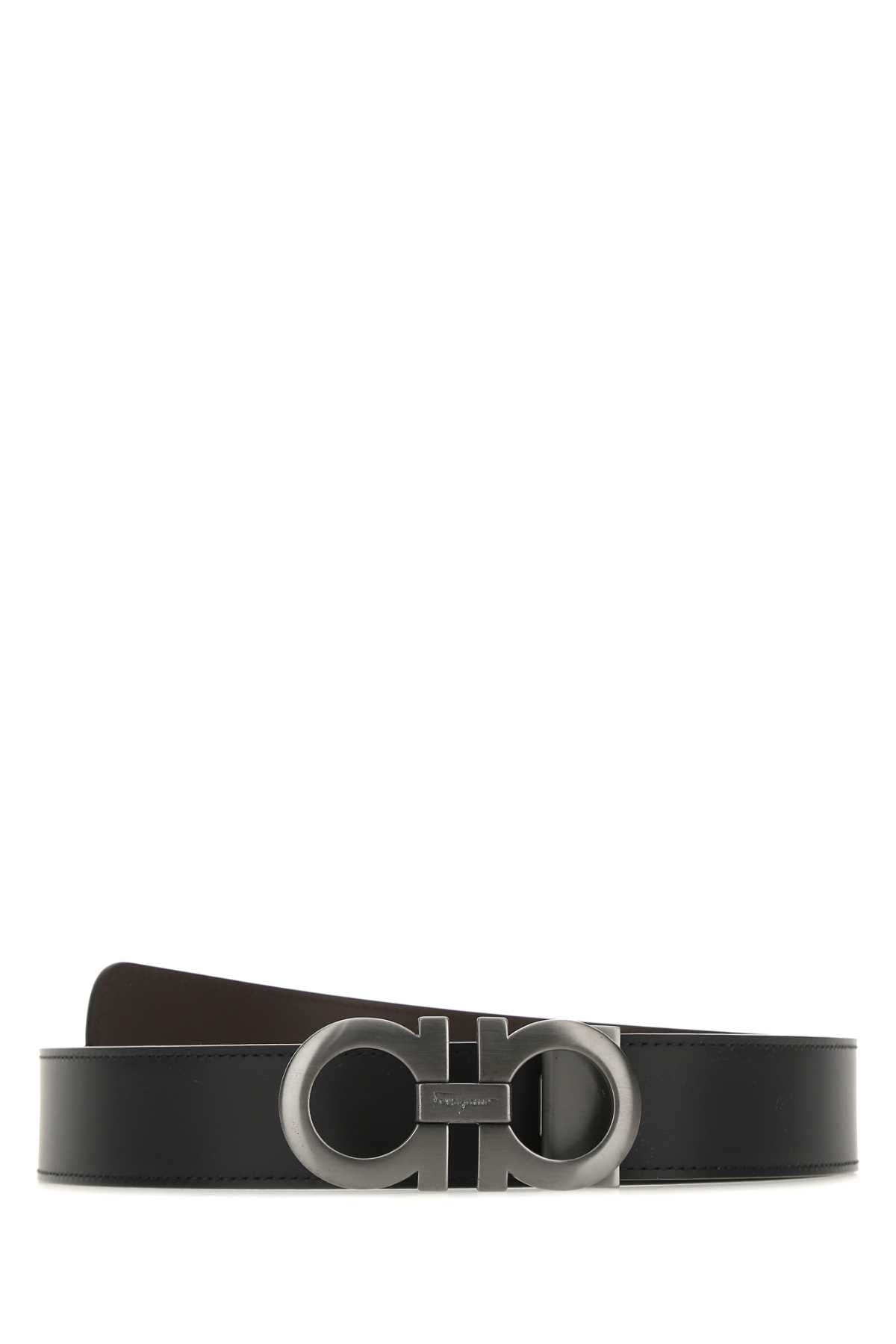 Salvatore Ferragamo Man Black Leather Reversible Belt - Walmart.com