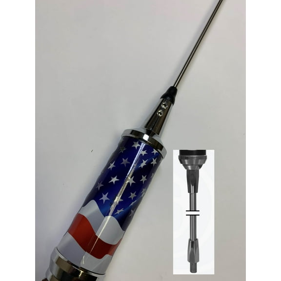 Sirio P2000 3/8 10m & CB 2000 Watts Trucker Antenna with Shaft - USA Flag