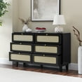 thumbnail image 3 of JAMPOOCA Antique Wood 6 Drawer Dresser, 52" x 15.75" x 32.75", Black, 3 of 7