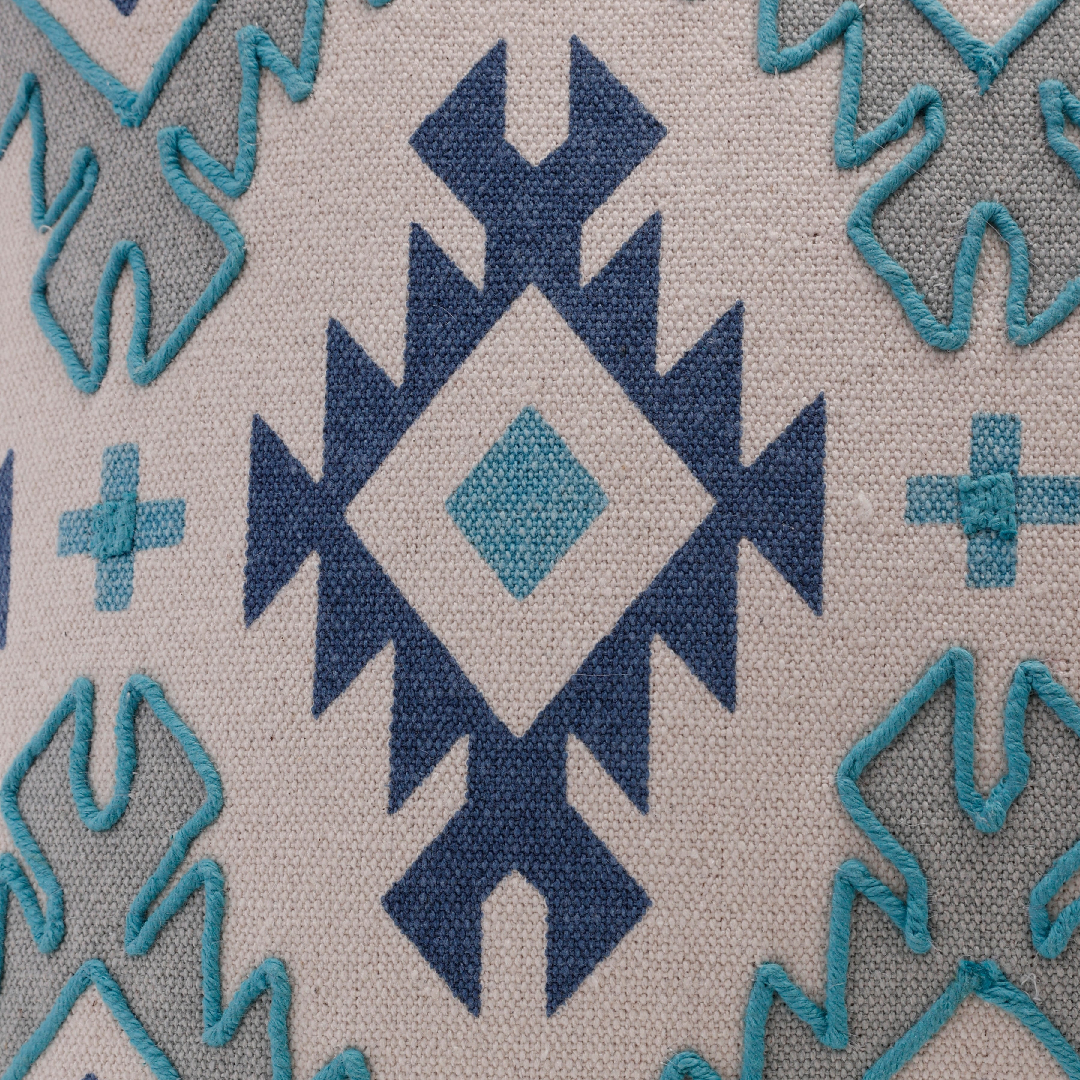 Harlow Hill Navy/Light Gray Geometric 20" x 20" Cotton Adult Decorative Feather Filled Pillow