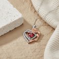 thumbnail image 4 of Collar de corazón y rosa para mujer, colgante de corazón rojo con gema sintética, regalo de joyería para esposa, novia, cumpleaños, aniversario, San Valentín., 4 of 7