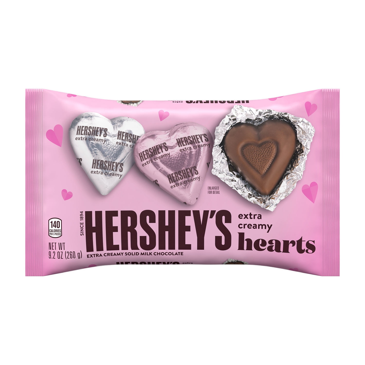 HERSHEY'S Extra Creamy Milk Chocolate Hearts, Valentine's Candy Bag, 9.2 oz