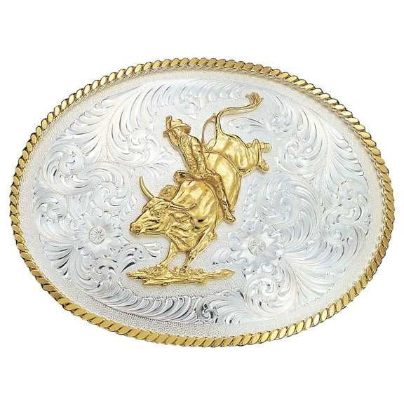 Montana Silversmiths Western Belt Buckle Mens Bull Rider Silver 2120