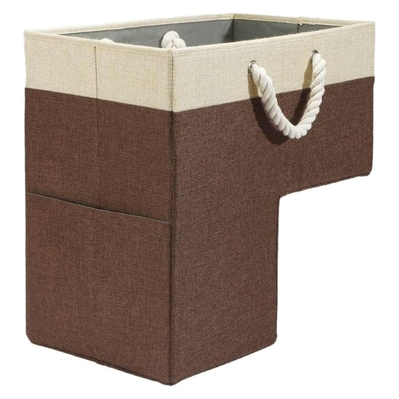 foldable L shaped stair baskets organizer stairway bin step basket staircase caddy collapsible basket storage tote household storage entryway bin living room storage clutter holder carry basket